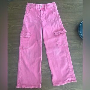 Abercrombie Kids high rise pink denim cargo pants